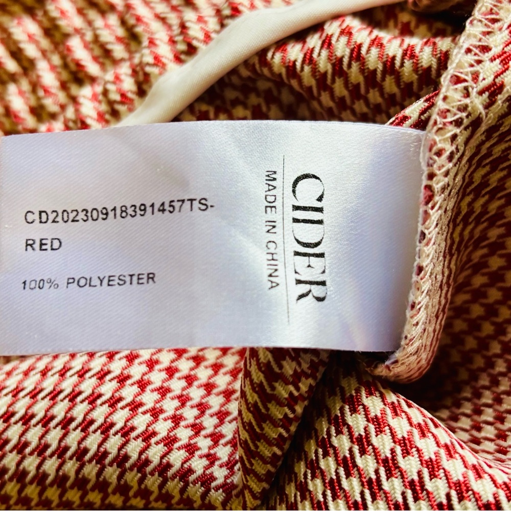 Cider Sz L Red and White Houndstooth Wide Leg Pant Trousers, Vintage Inspired - Picture 5 of 9